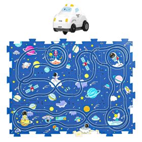 Children's Educational Track Car DIY Assembled Electric Toys (Option: Blue 12PCS 1 Car)