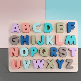Children's Educational Jigsaw Puzzle Macaron Shape Recognition Board Grab Wooden Toys (Option: capitalization)